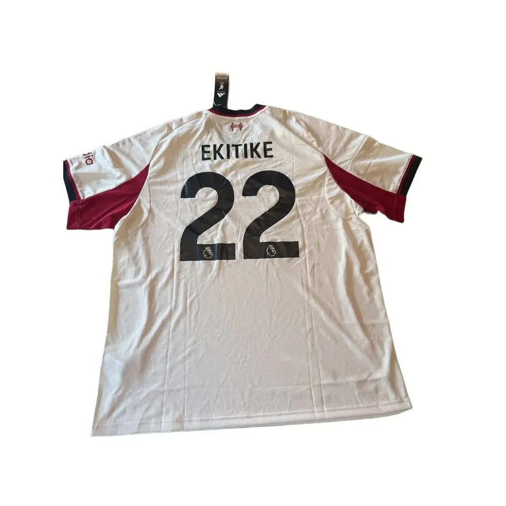 Adidas Liverpool 2025-26 Away Jersey Ekitike #22 Men's 2XL White Soccer Shirt NW